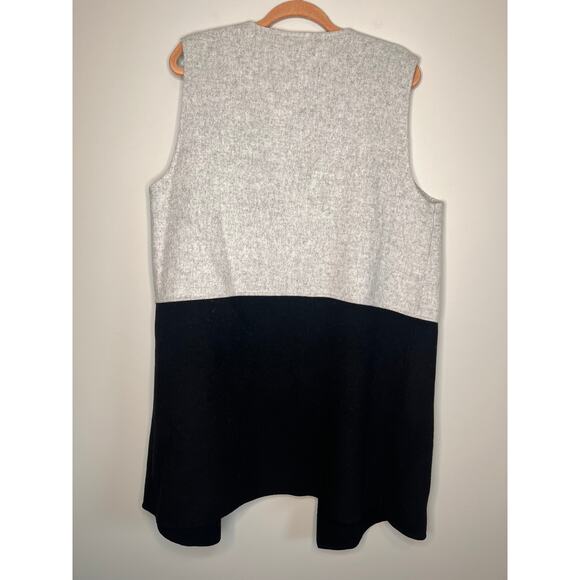 Talbots Capsule Color Block Minimalist Thick Wool Lagenlook Open Long Vest L - Picture 4 of 4